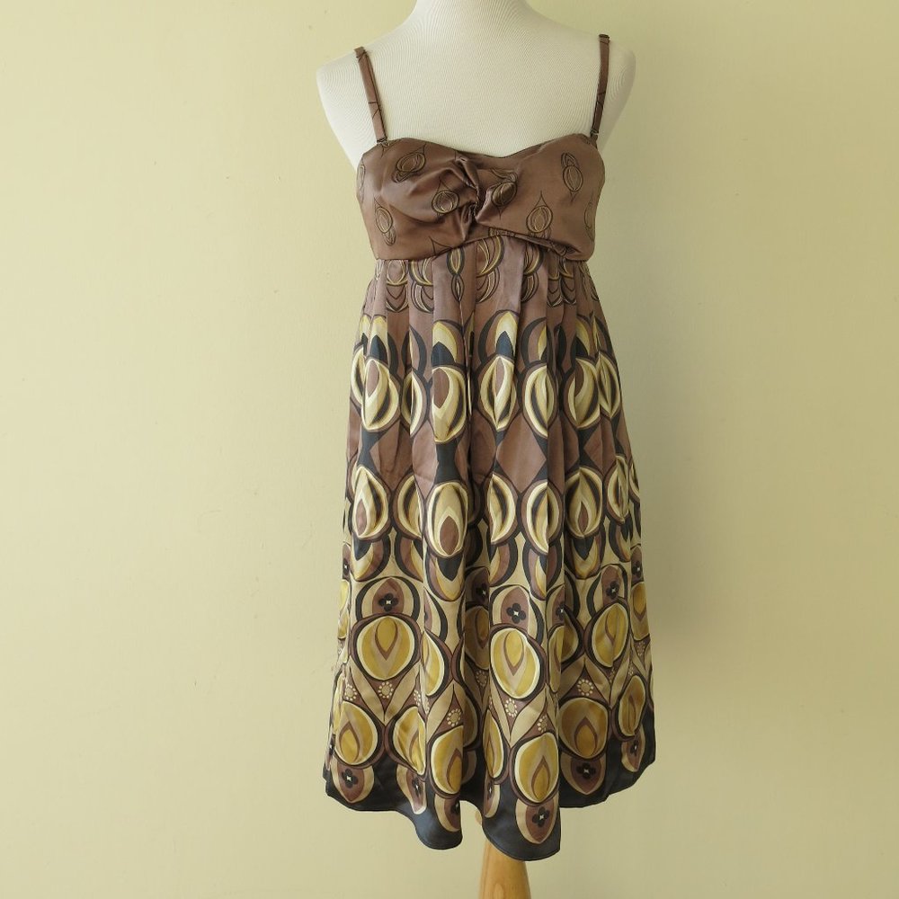 Ted Baker London Multi Color Pleated Spaghetti Strap Silk Sumer Dress - Size 2
